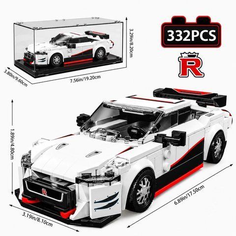 332 деталей | з вітриною від пилу | Nissan GT-R (R35) Nismo | Cумісний з LEGO Speed | спорткар автомобіль | Лего T1082 фото