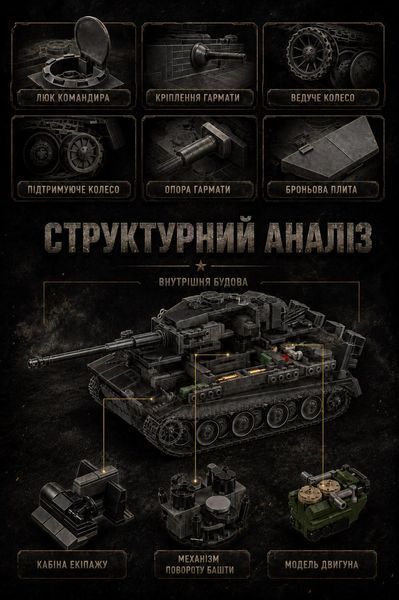 1622 деталі | Tiger Tank | Сумісний з LEGO | Конструктор танка 12GO 97015 12GO 97015 фото