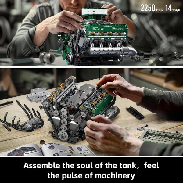 УЦІНКА | 2250 деталей | V8 Танковий Двигун | Mould King 10182 | Cумісний з LEGO | Лего Танк V8 Tank Engine 10182 фото
