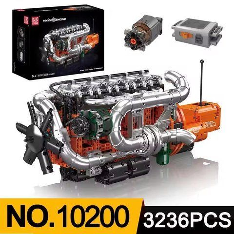 3236 деталей | Двигун вантажівки Scania та коробка передач | Mould King 10200 | Cумісний з LEGO | Лего Танк V8 Tank Engine 10200 фото