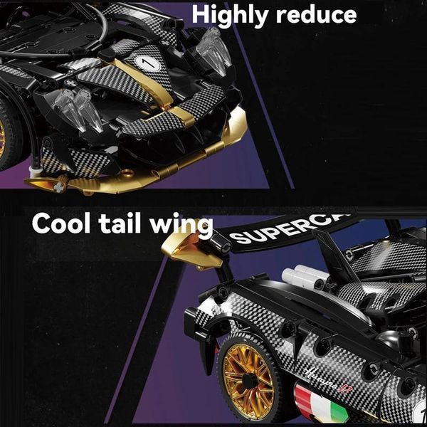 1218 деталей | На Радіокеруванні | Pagani Zonda R | Конструктор Technic | Сумісний з Lego | LERU T2505 | Лего Техні Пагані Зонда Р T2505 RC фото