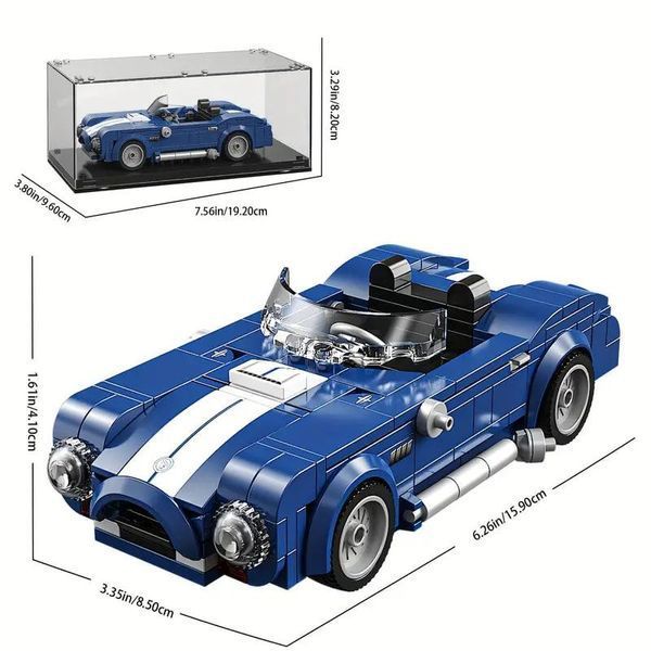 339 деталей | з вітриною від пилу | Shelby Cobra 427 Кабріолет | Cумісний з LEGO Speed | ретро автомобіль | Лего Tyc фото