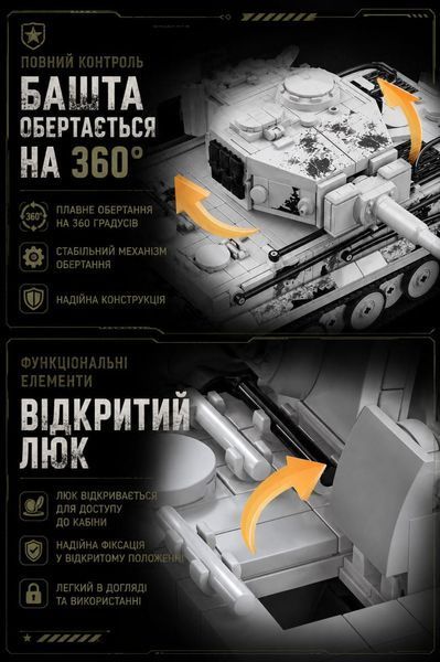 1736 деталей | TIGER Tank | Конструктор | Совместим с Lego | 12go 97001 | Лего Легкий Танк 12GO 97001- фото