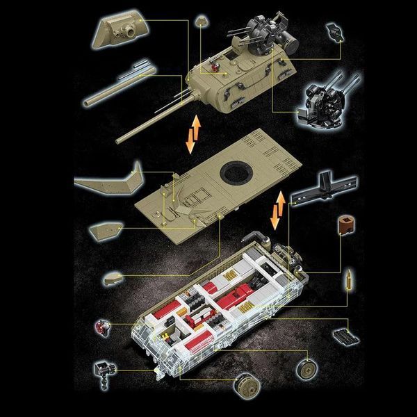 3339 деталей | PANZER VIII MAUS | Конструктор Technic | Сумісний з Lego | M98001 | Лего Технік Суперважкий танк Панцер M98001- фото
