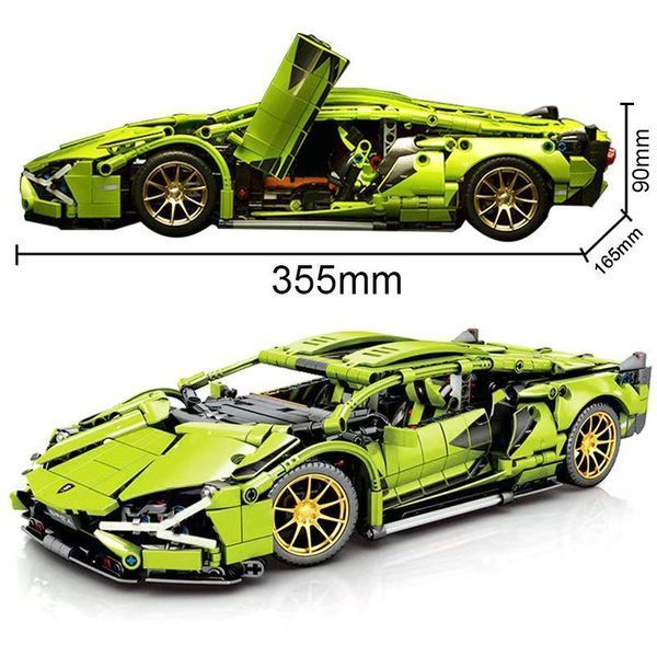 Конструктор Technic Lamborghini Si&aacute;n Green FKP 37 1314 деталей, сумісний з лего, Технік Спорткар Lego 128 фото