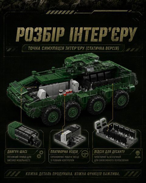 1671 деталей | Бойова машина піхоти ZBL-19 | Конструктор Technic | 12GO | Сумісний з Lego | Лего Технік БМП 12GO 96008 Static фото