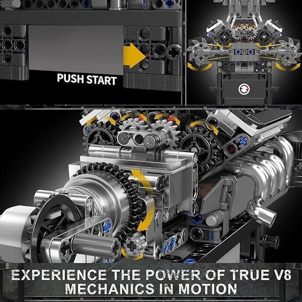 737 деталей | Двигун V8 McLaren із моторизацією | Mould King 10206 | Конструктор Technic | Cумісний з LEGO | Лего Технік Мкларен MK10206 no box фото