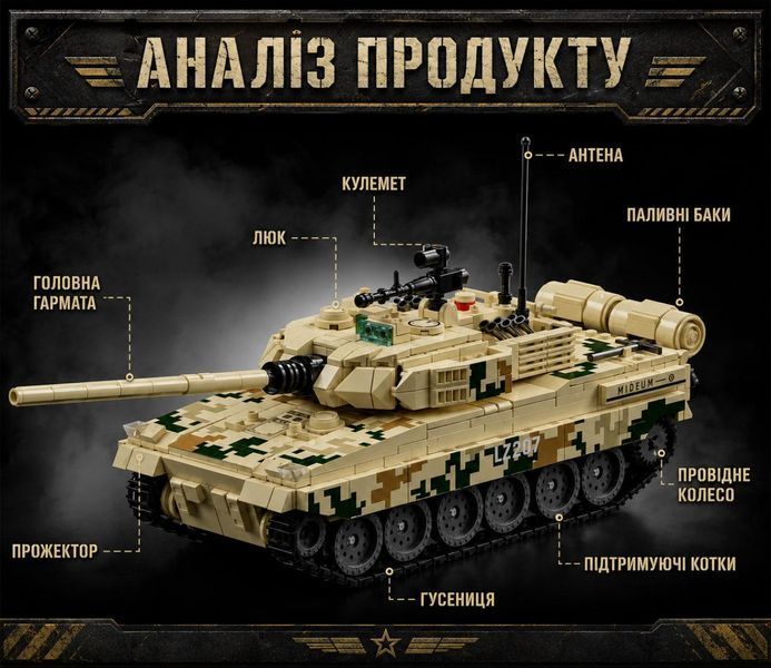958 деталей | Type 15 light tank | Конструктор | Сумісний з Lego | 12go 66052 | Лего Легкий Танк 12GO 66052 фото