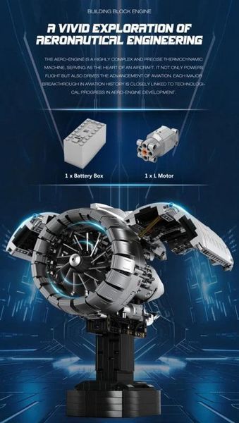 1813 деталей | Авіаційний двигун | Reobrix 33019 | Конструктор Technic | Cумісний з LEGO | Лего Технік RR33019 фото